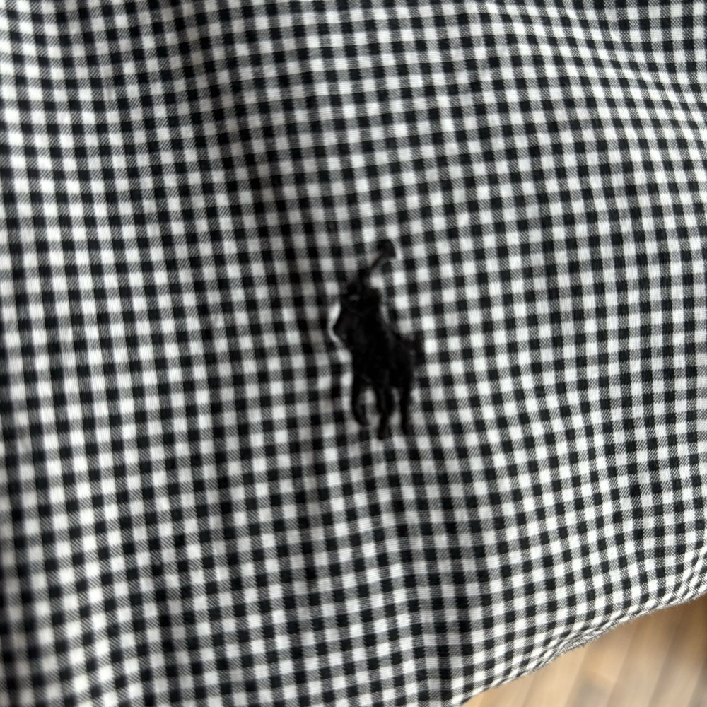 Mens Ralph Lauren Button Down Dress Shirt Black Gingham Horse Polo Logo Sz L - Picture 6 of 10
